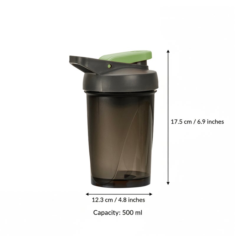 Herevin Polypropylene 500ml Gym Shaker Bottle, Leak Proof Protein Shaker, BPA Free Sports Fitness Water Bottle for Gym, Workout, Supplements, Travel & Office Use – Black (Cap Color Assorted) - Image 5